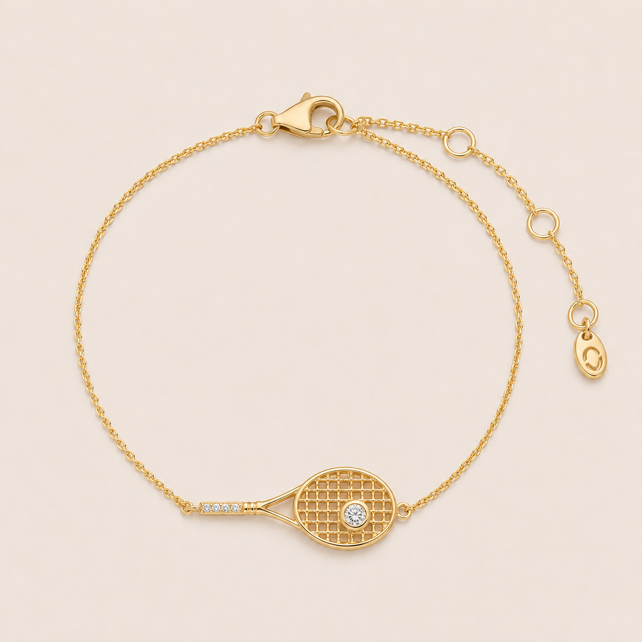 Sophisticated tennis racket bracelet designed for modern everyday elegance and elevated sport-inspired accessorizing