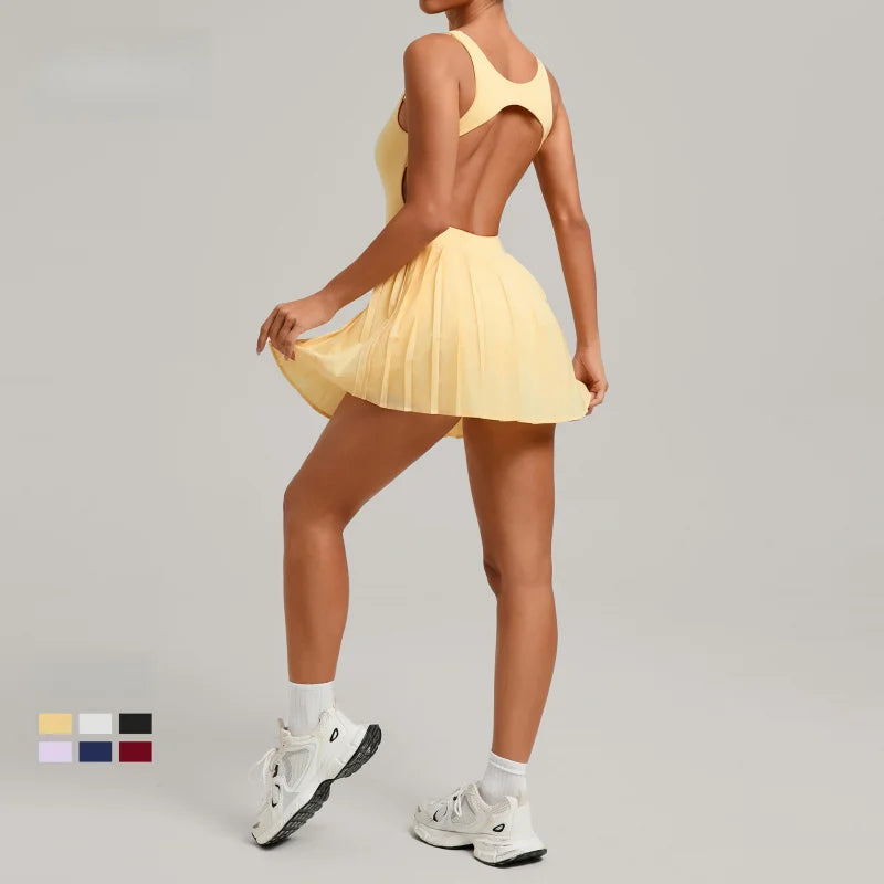 Women's high-end tennis dress designed for competitive play, graceful movement and timeless sport elegance