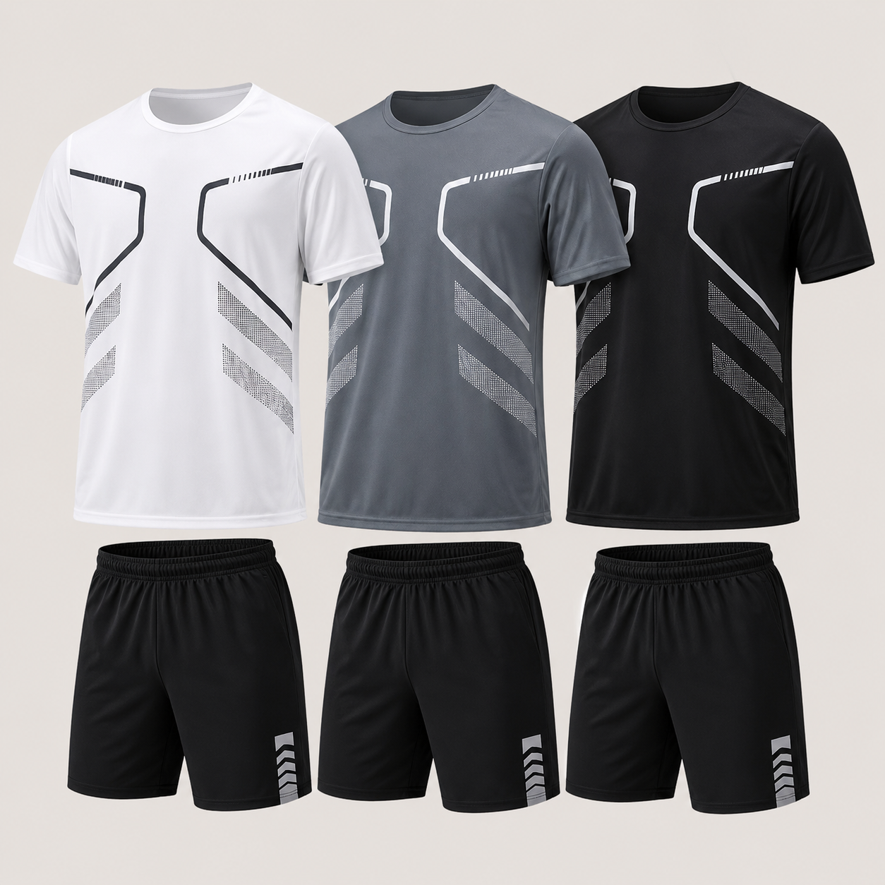 Men's premium athletic t-shirt and shorts set designed for breathable comfort, lightweight movement, and refined sport lifestyle wear