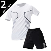Men's premium athletic t-shirt and shorts set designed for breathable comfort, lightweight movement, and refined sport lifestyle wear