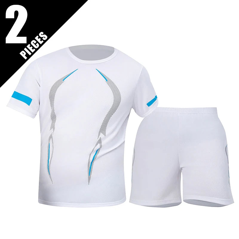 Men's premium athletic t-shirt and shorts set designed for breathable comfort, lightweight movement, and refined sport lifestyle wear