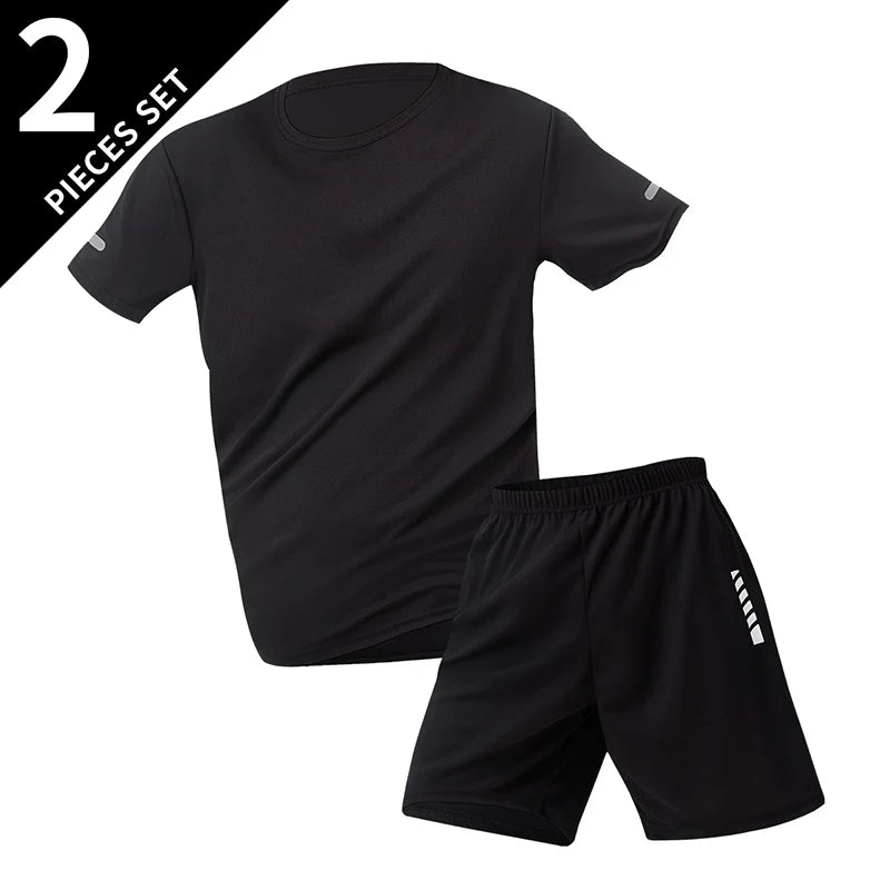 Men's premium athletic t-shirt and shorts set designed for breathable comfort, lightweight movement, and refined sport lifestyle wear