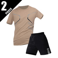 Men's premium athletic t-shirt and shorts set designed for breathable comfort, lightweight movement, and refined sport lifestyle wear