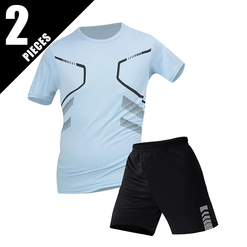 Men's premium athletic t-shirt and shorts set designed for breathable comfort, lightweight movement, and refined sport lifestyle wear