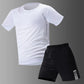 Men's premium athletic t-shirt and shorts set designed for breathable comfort, lightweight movement, and refined sport lifestyle wear