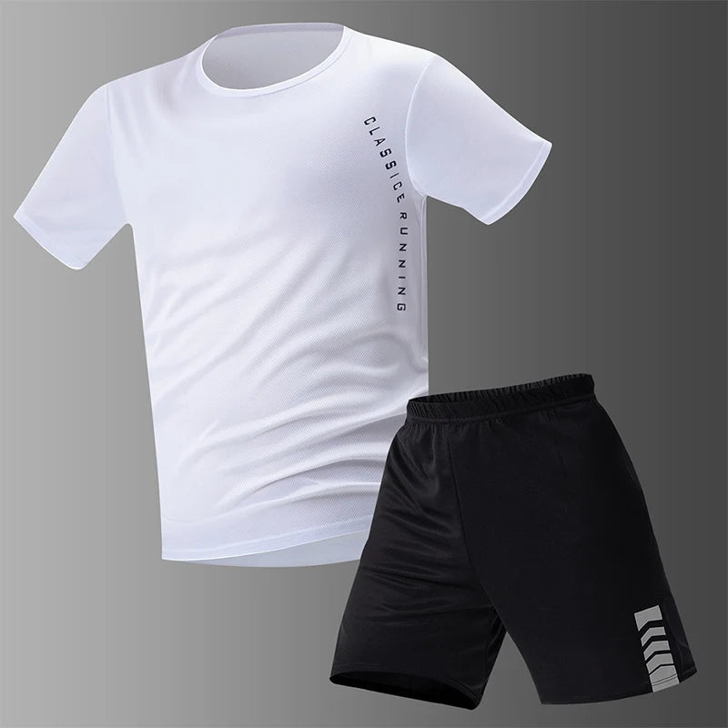 Men's premium athletic t-shirt and shorts set designed for breathable comfort, lightweight movement, and refined sport lifestyle wear