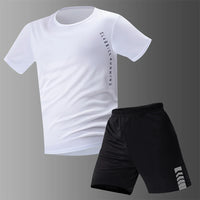 Men's premium athletic t-shirt and shorts set designed for breathable comfort, lightweight movement, and refined sport lifestyle wear