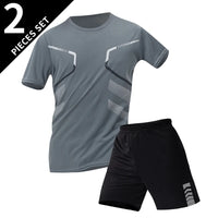 Men's premium athletic t-shirt and shorts set designed for breathable comfort, lightweight movement, and refined sport lifestyle wear
