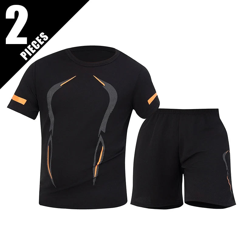 Men's premium athletic t-shirt and shorts set designed for breathable comfort, lightweight movement, and refined sport lifestyle wear