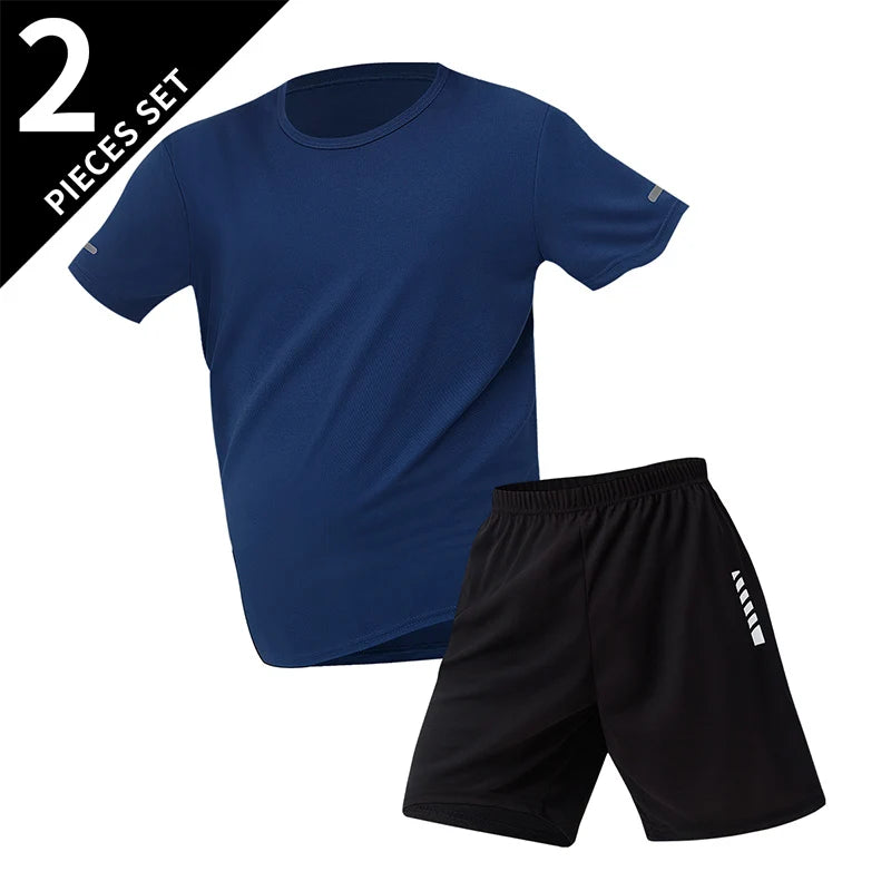 Men's premium athletic t-shirt and shorts set designed for breathable comfort, lightweight movement, and refined sport lifestyle wear