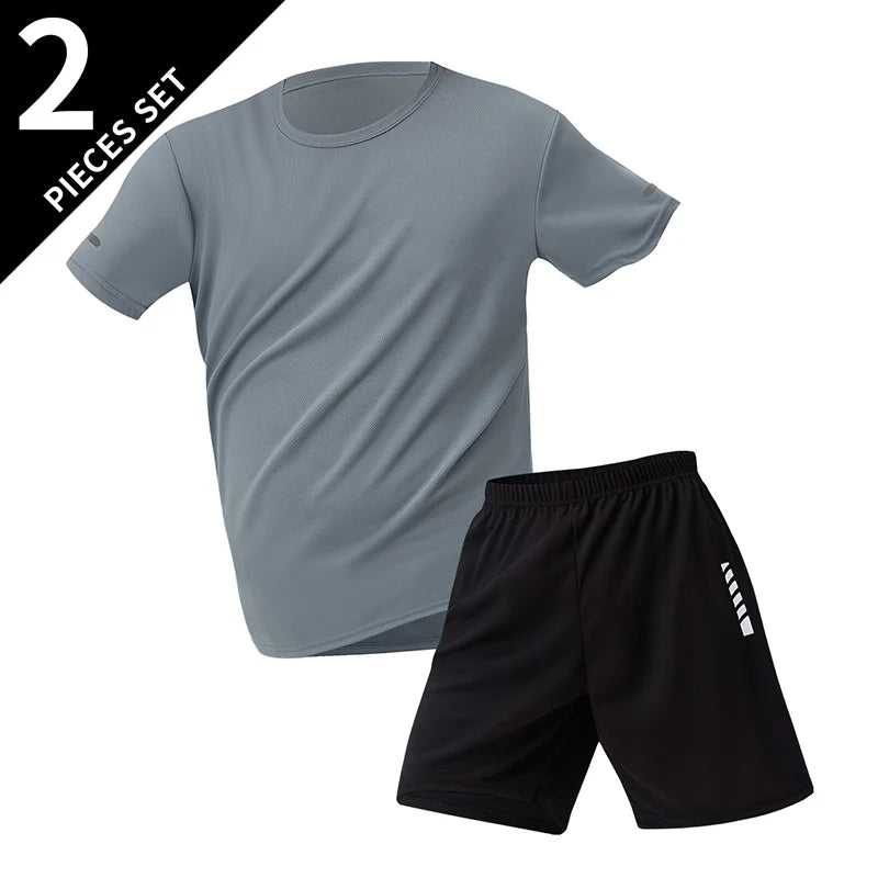 Men's premium athletic t-shirt and shorts set designed for breathable comfort, lightweight movement, and refined sport lifestyle wear