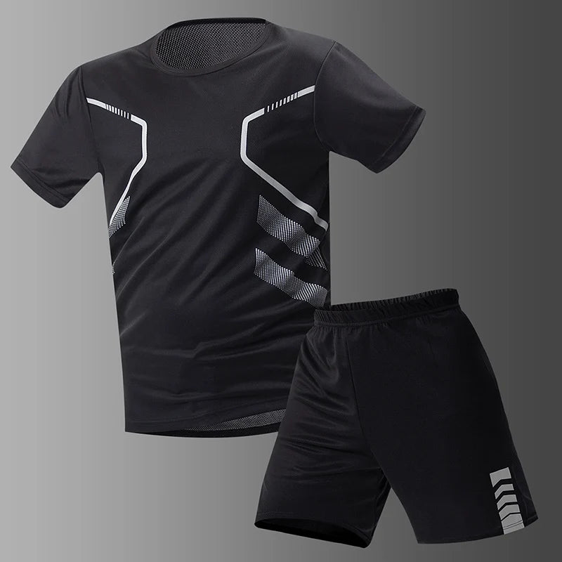 Men's premium athletic t-shirt and shorts set designed for breathable comfort, lightweight movement, and refined sport lifestyle wear