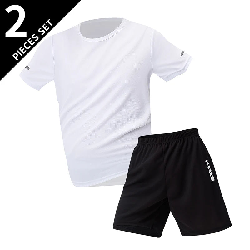 Men's premium athletic t-shirt and shorts set designed for breathable comfort, lightweight movement, and refined sport lifestyle wear