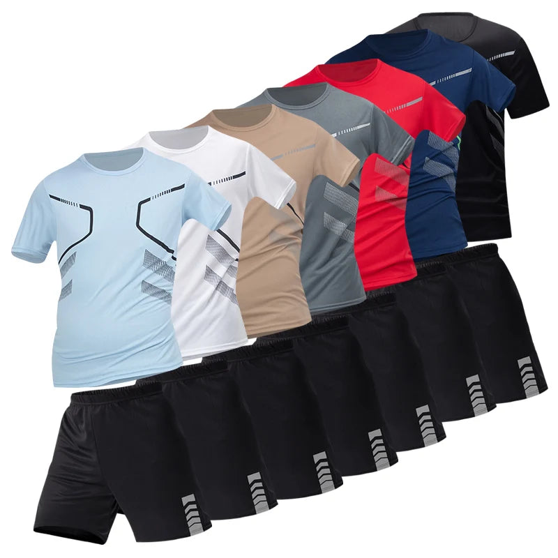 Men's premium athletic t-shirt and shorts set designed for breathable comfort, lightweight movement, and refined sport lifestyle wear