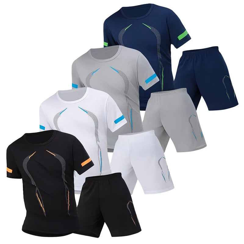 Men's premium athletic t-shirt and shorts set designed for breathable comfort, lightweight movement, and refined sport lifestyle wear