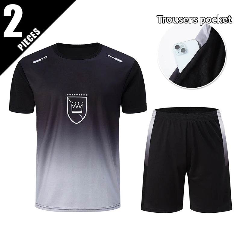 Men's premium athletic t-shirt and shorts set designed for breathable comfort, lightweight movement, and refined sport lifestyle wear