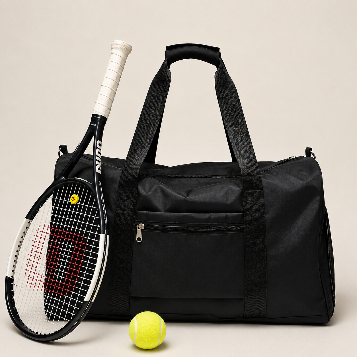 Premium waterproof tennis bag with shoe compartment and yoga mat storage designed for refined athletic lifestyle carry