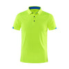 Close-up detail of men's lightweight tennis-inspired polo with clean collar construction and smooth tailored drape