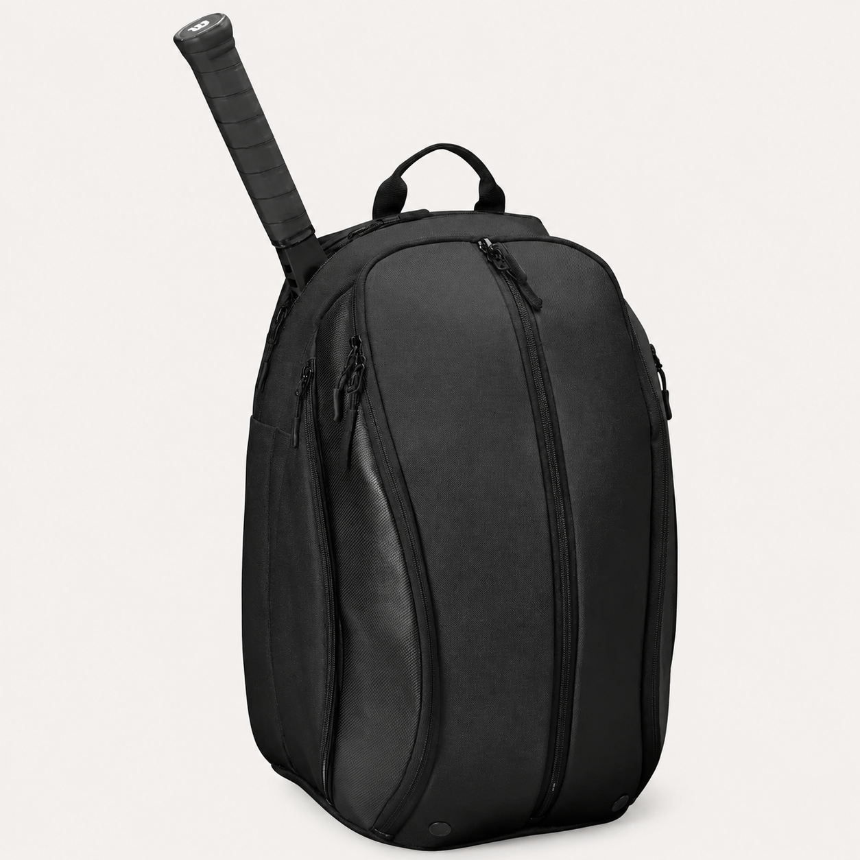Premium black leather tennis backpack designed for refined racket storage and elevated athletic lifestyle travel