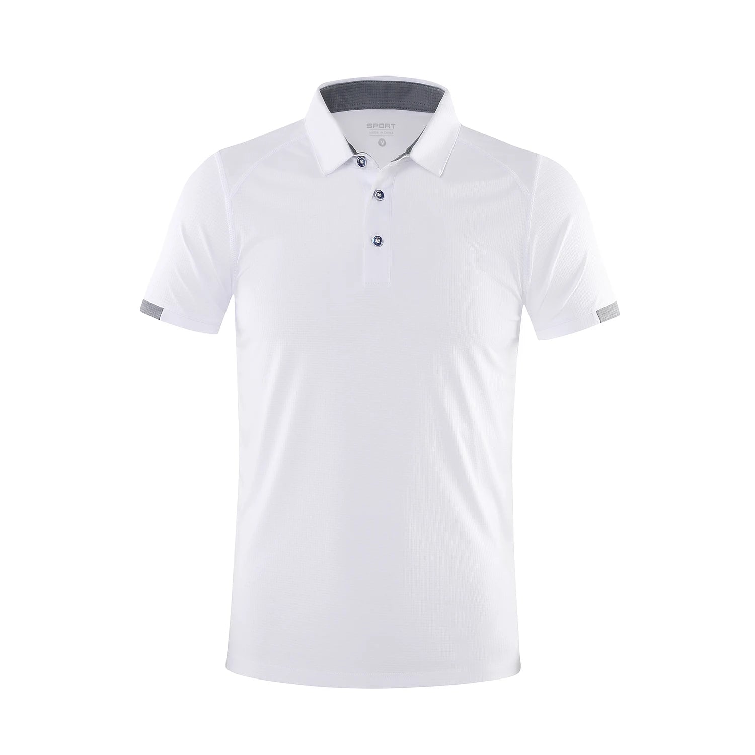 Editorial studio image of men's premium polo featuring timeless court-inspired tailoring and clean athletic elegance