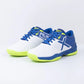 Editorial studio image of a structured tennis shoe with clean court-inspired styling and low-profile silhouette