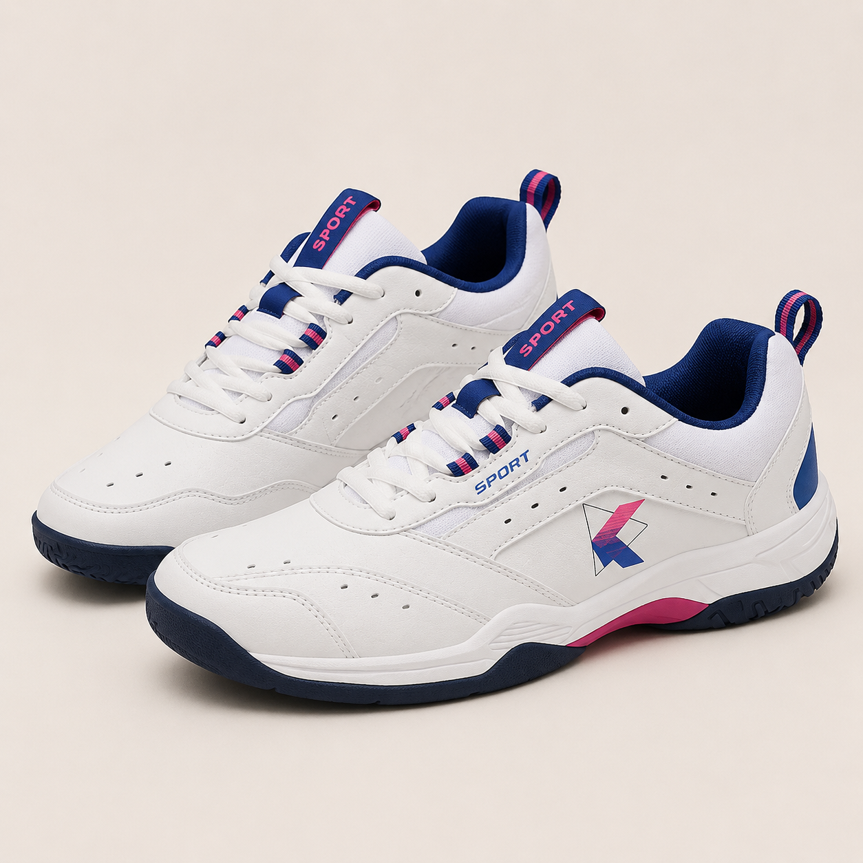Lightweight unisex tennis sneaker designed for responsive hard court movement and refined athletic comfort