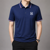 Editorial studio image of men's premium polo featuring clean tailored lines and refined court-inspired casual styling