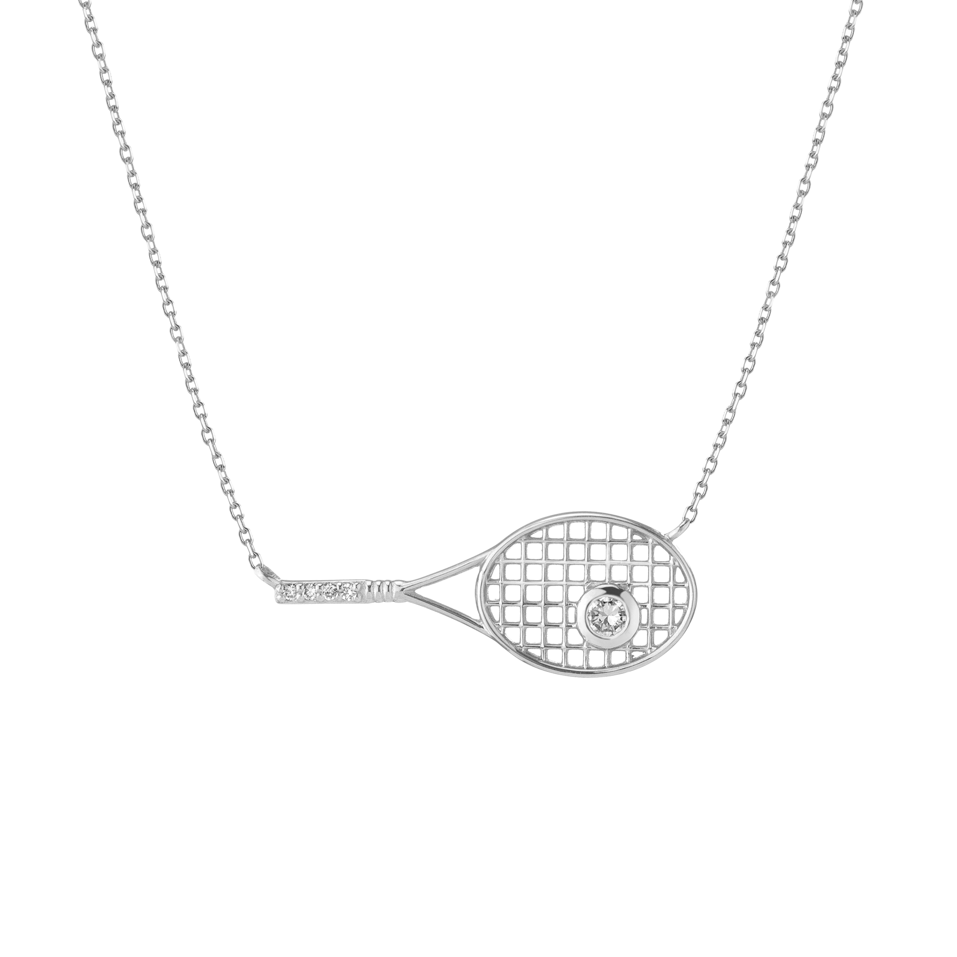 Elegant tennis-inspired pendant necklace featuring radiant white stones and polished minimalist sophistication
