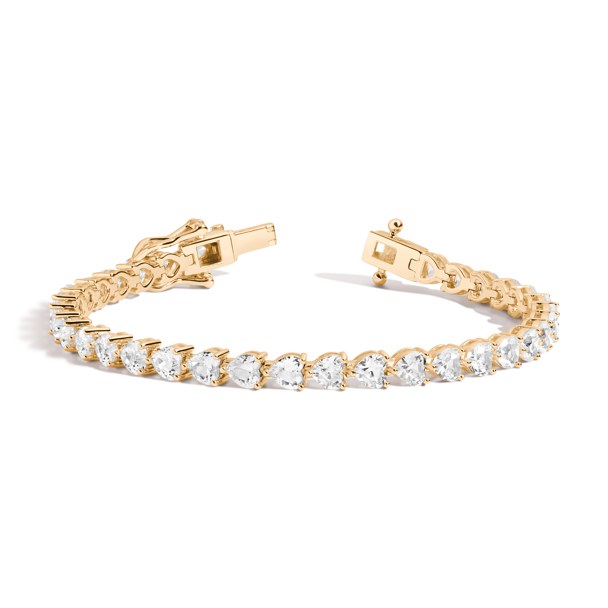 Elegant heart-inspired tennis bracelet featuring radiant white stones and timeless feminine sophistication