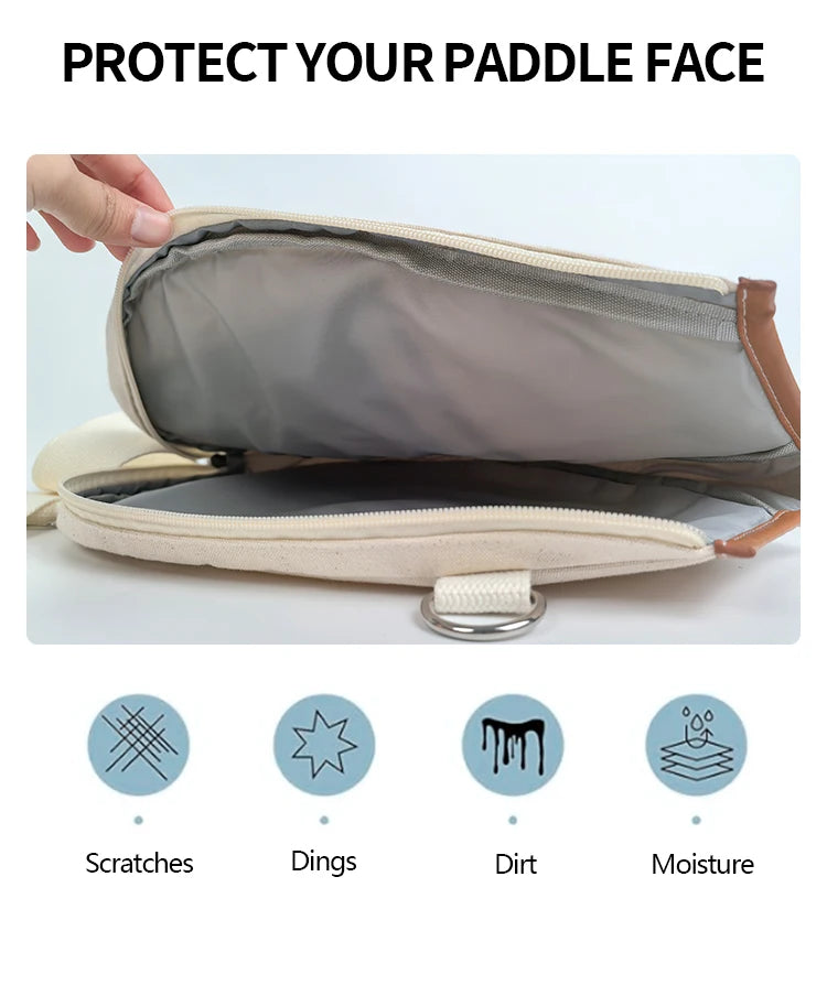 Editorial studio image of premium compact racket case featuring minimalist court-inspired protective design
