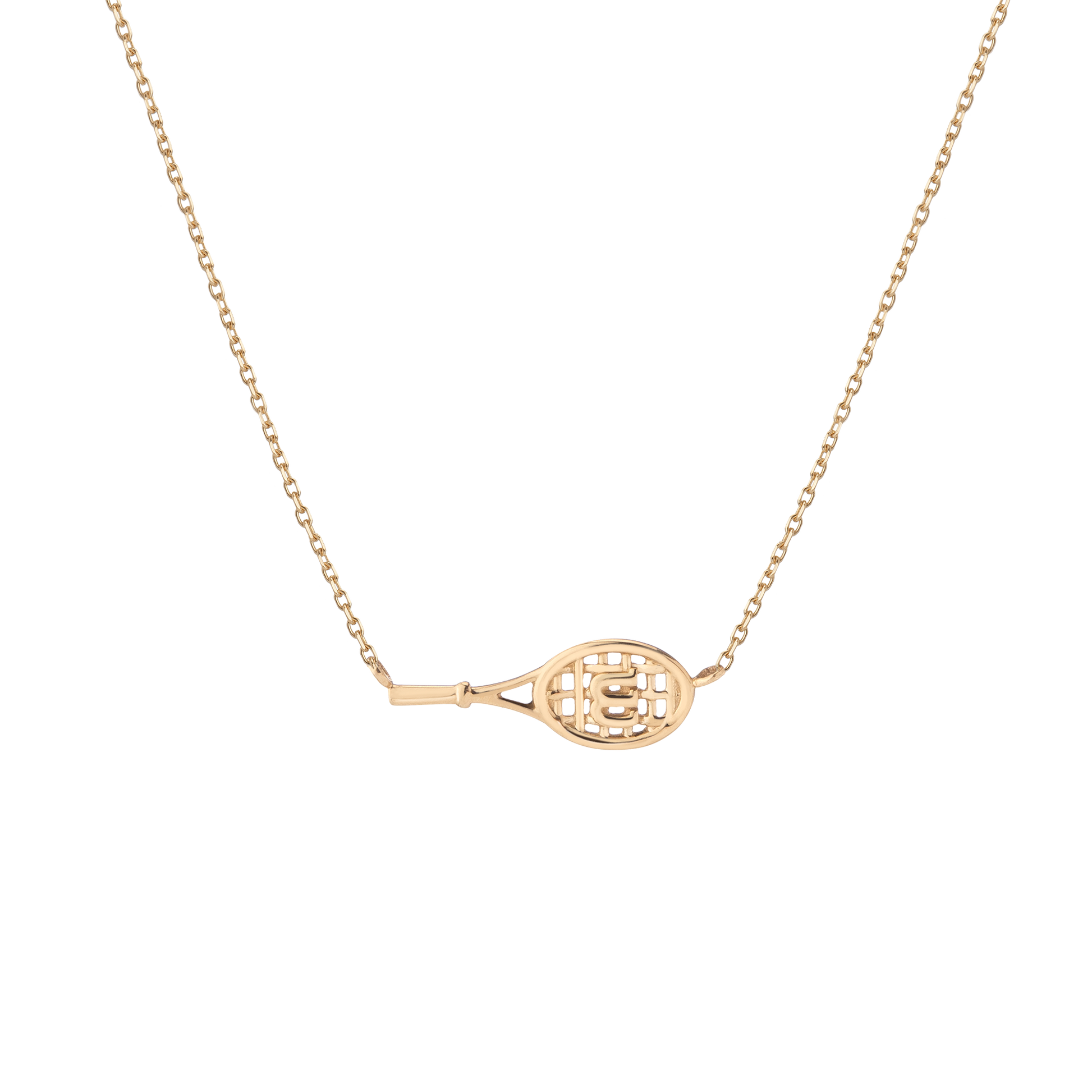 Minimal tennis-inspired pendant necklace crafted for polished feminine elegance and timeless athletic sophistication