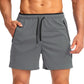 Editorial studio image of men's premium performance shorts featuring split-leg mobility cut and streamlined athletic silhouette