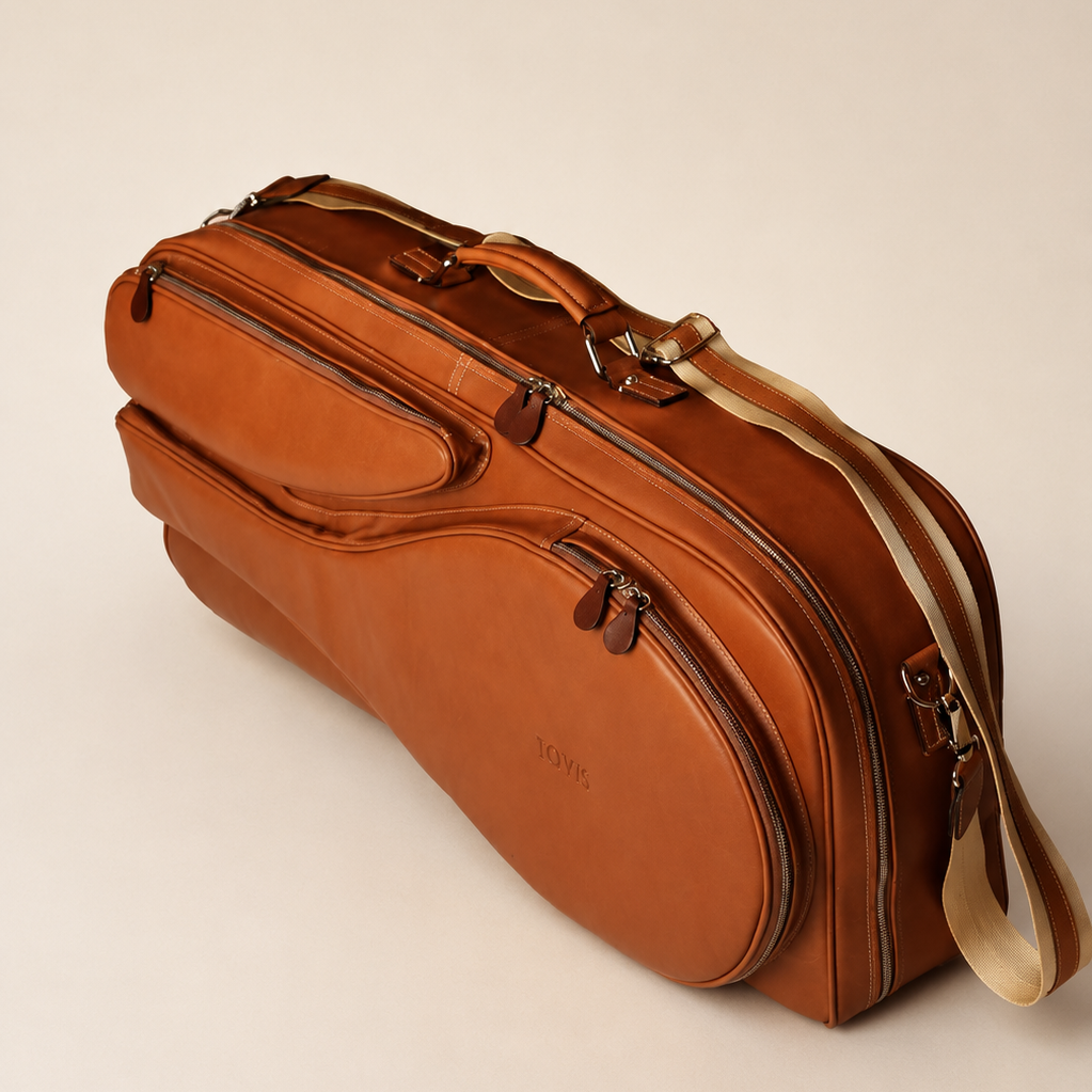 Premium tennis travel bag designed for carrying multiple rackets, organized essentials, and refined tournament movement