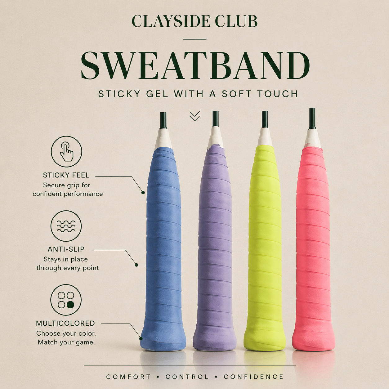 30-piece tennis racket overgrip set designed for moisture control, clean grip comfort, and lasting court performance