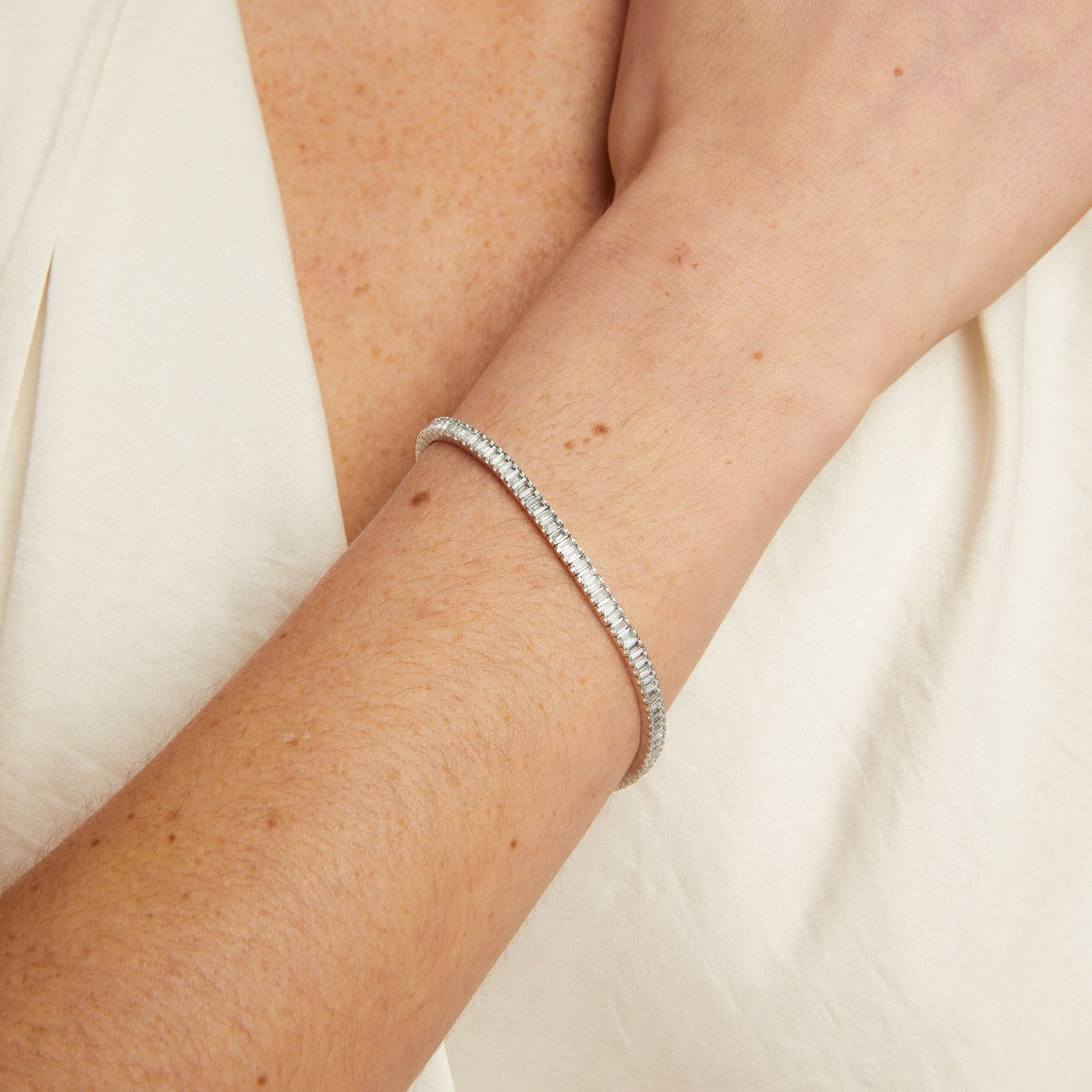 Elegant blue stone tennis bracelet created for understated luxury styling and refined everyday accessorizing