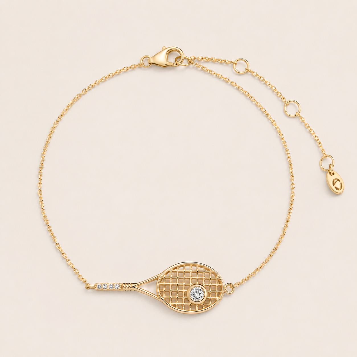 Premium racket-inspired tennis bracelet designed for refined accessorizing and timeless sport-inspired elegance