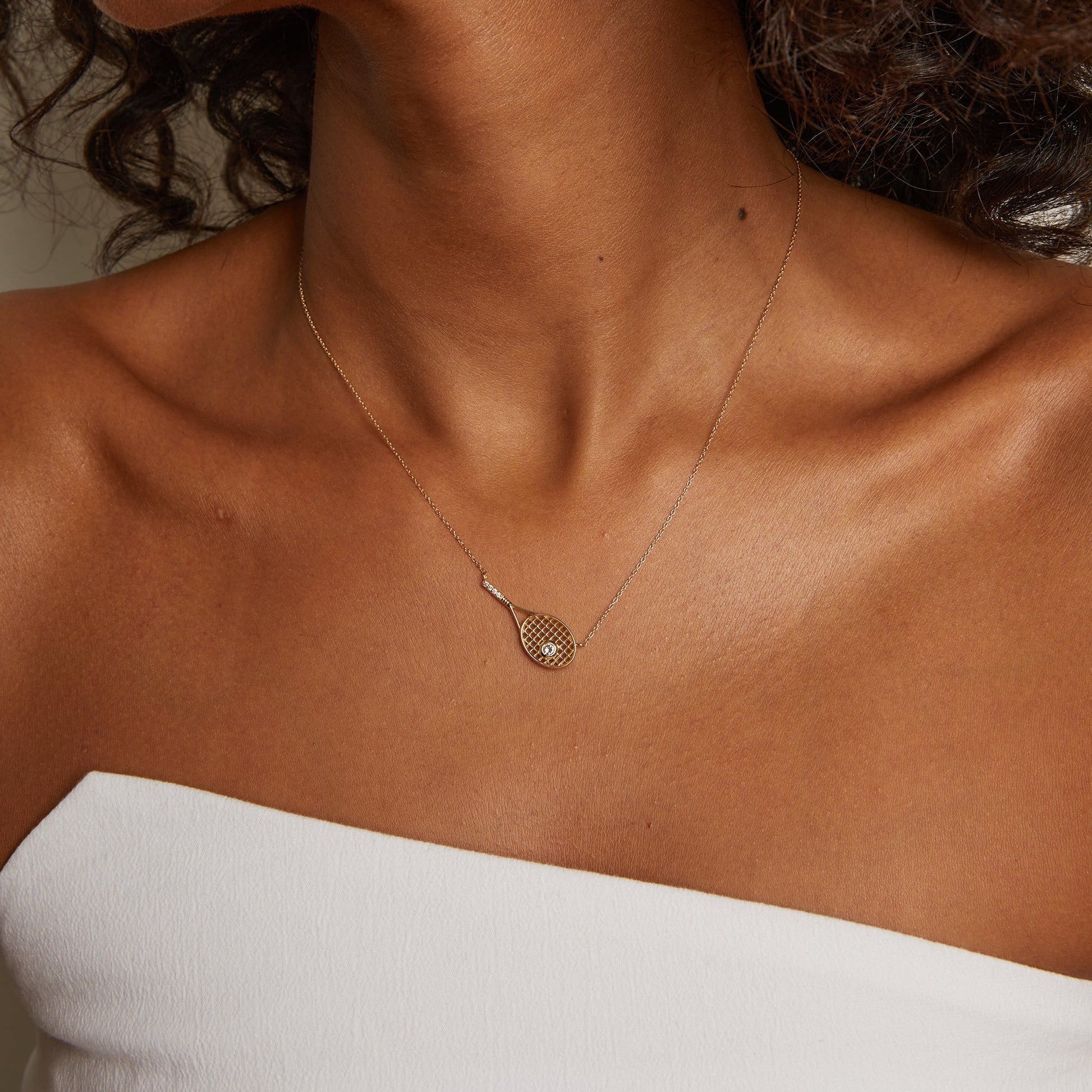 Luxury white sapphire racket necklace crafted for timeless feminine styling and elevated jewelry layering