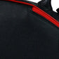 Close-up detail of premium leather tennis racket bag with adjustable shoulder carry and elevated sport-inspired craftsmanship