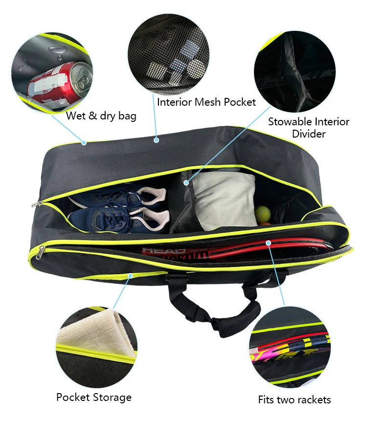 Premium structured tennis backpack with dedicated shoe compartment and clean tournament-inspired athletic styling