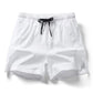 Close-up detail of men's premium breathable performance shorts with clean athletic lines and flexible stretch construction