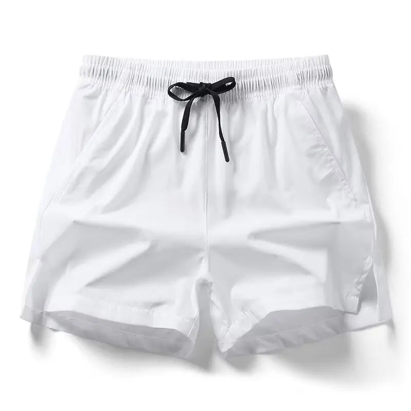 Close-up detail of men's premium breathable performance shorts with clean athletic lines and flexible stretch construction