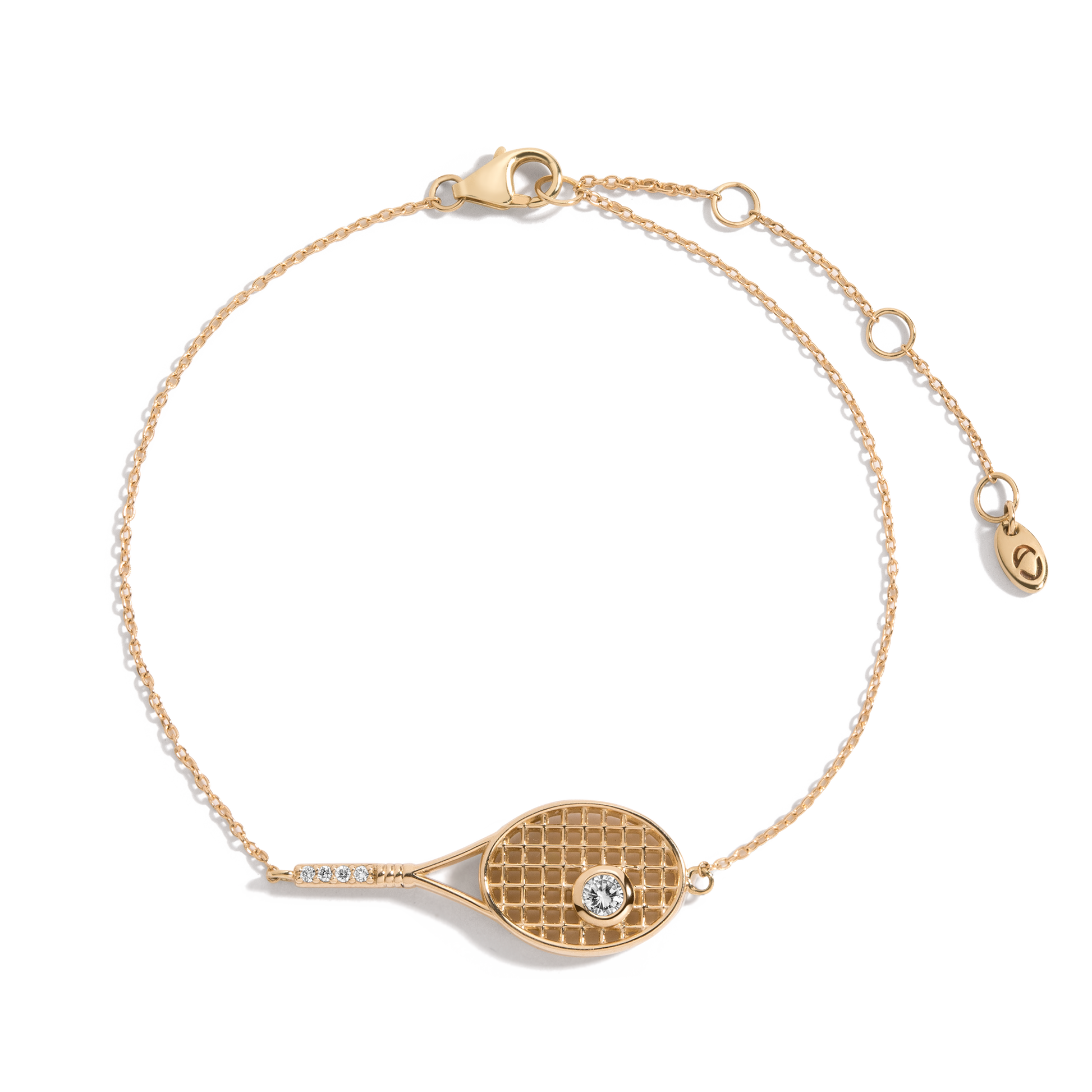 Premium white sapphire tennis racket bracelet designed for elegant everyday wear and refined tennis-inspired styling
