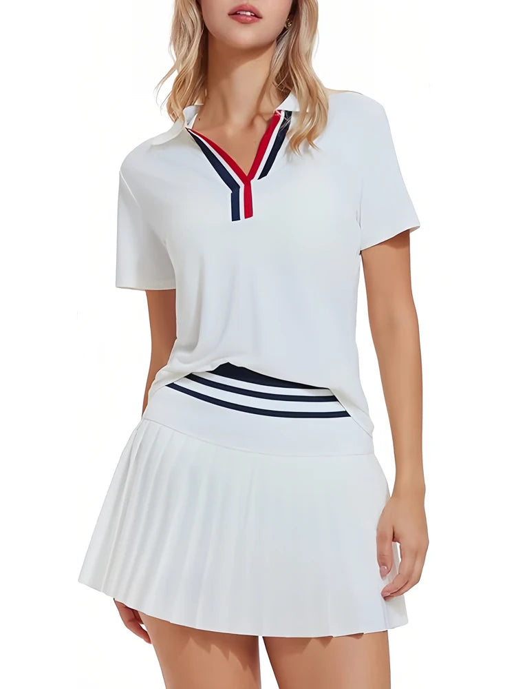 Women's high-end tennis dress designed for movement, comfort, and timeless court style with a flattering performance silhouette.