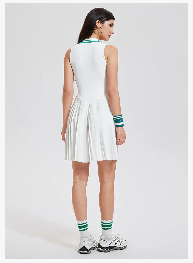 Elegant women's tennis outfit styled for on-court performance and modern tennis lifestyle photography