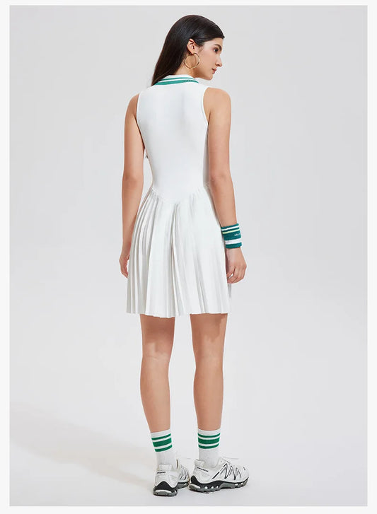 Elegant women's tennis outfit styled for on-court performance and modern tennis lifestyle photography
