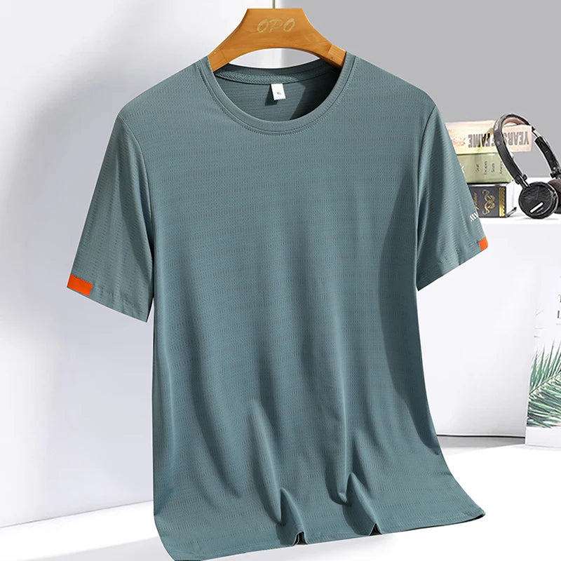 Athletic men's tennis shirt featuring lightweight construction, comfortable fit, and flexible movement for on-court performance.