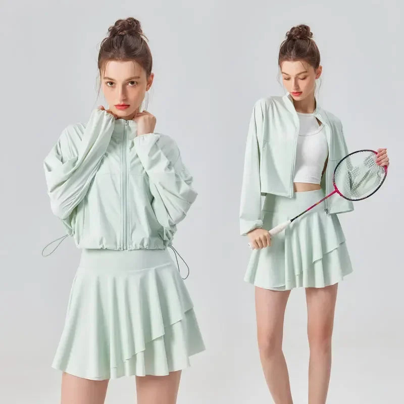 Editorial tennis fashion look combining athletic movement comfort and elevated lifestyle desig