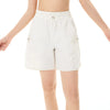 Professional tennis-inspired fashion image highlighting women’s premium athletic shorts in a court setting.