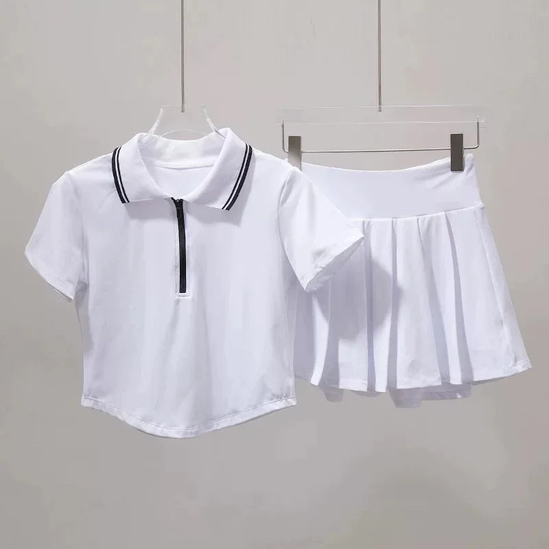 Modern women's tennis clothing set created for training sessions, match days, and active court lifestyle