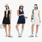 Editorial image of female tennis player in luxury tennis outfit designed for sport and lifestyle wear